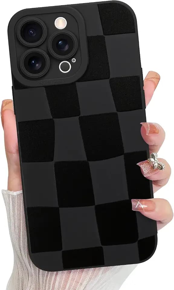 KANGHAR Compatible with iPhone 13 Pro Max Case Checkered -Black