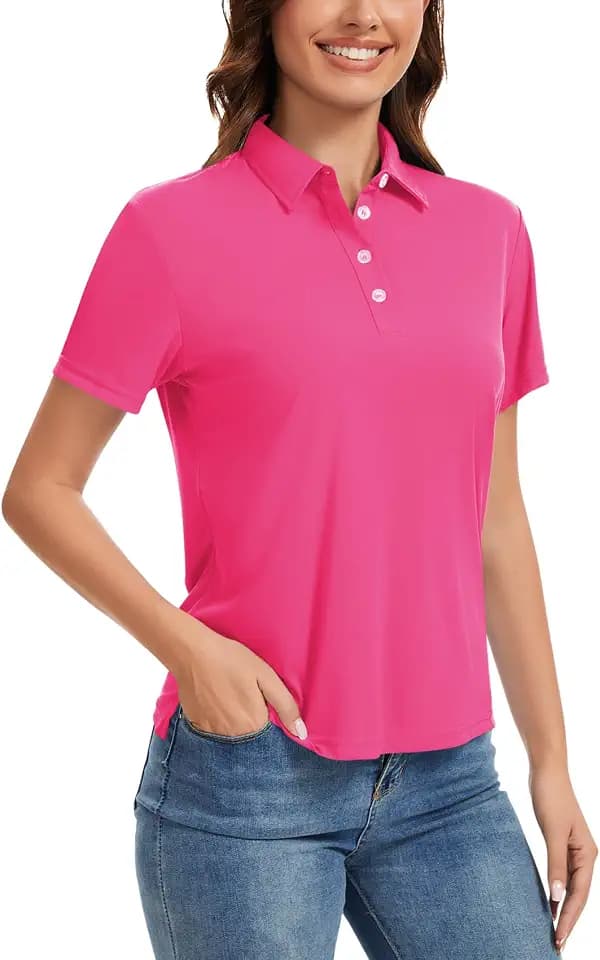 Womens Polo Shirts UPF 50+ Quick Dry Short Sleeve Collared Golf Shirt