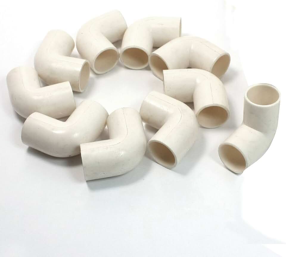 sourcing map Verbindungsrohrwinkel, 10 Stück, 16mm ID, Grad, PVC, Weiß