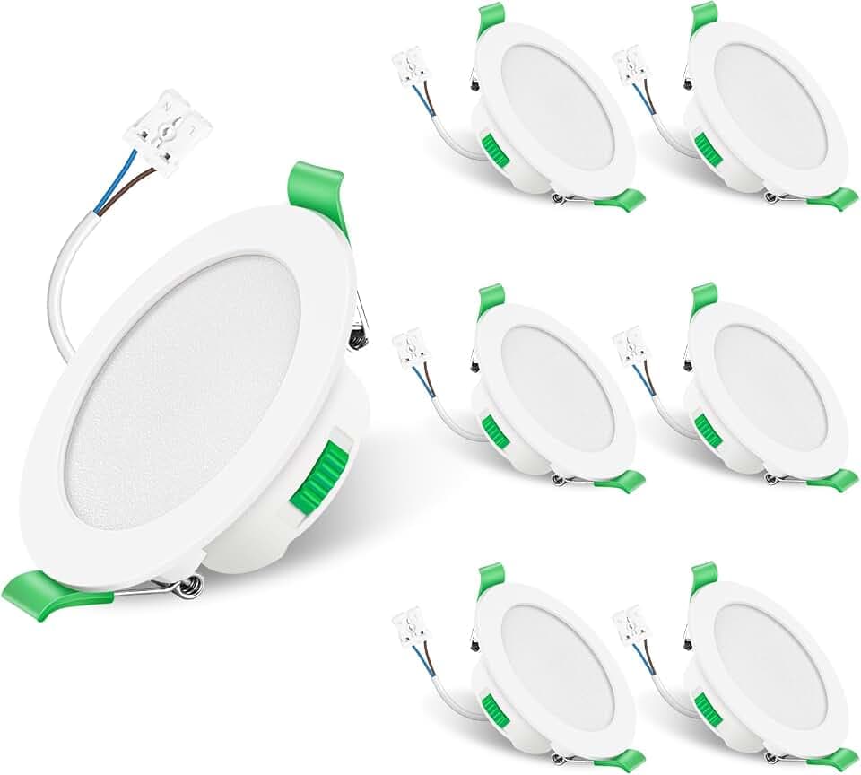 ALUSSO IP65 LED Einbaustrahler 7W 3CCT Dimmbar 68mm Spots, Weiss 6er Set
