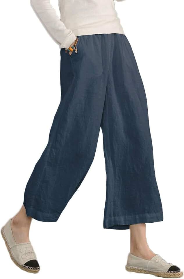 Ecupper Damen-Shorts aus Baumwolle mit breitem Bein