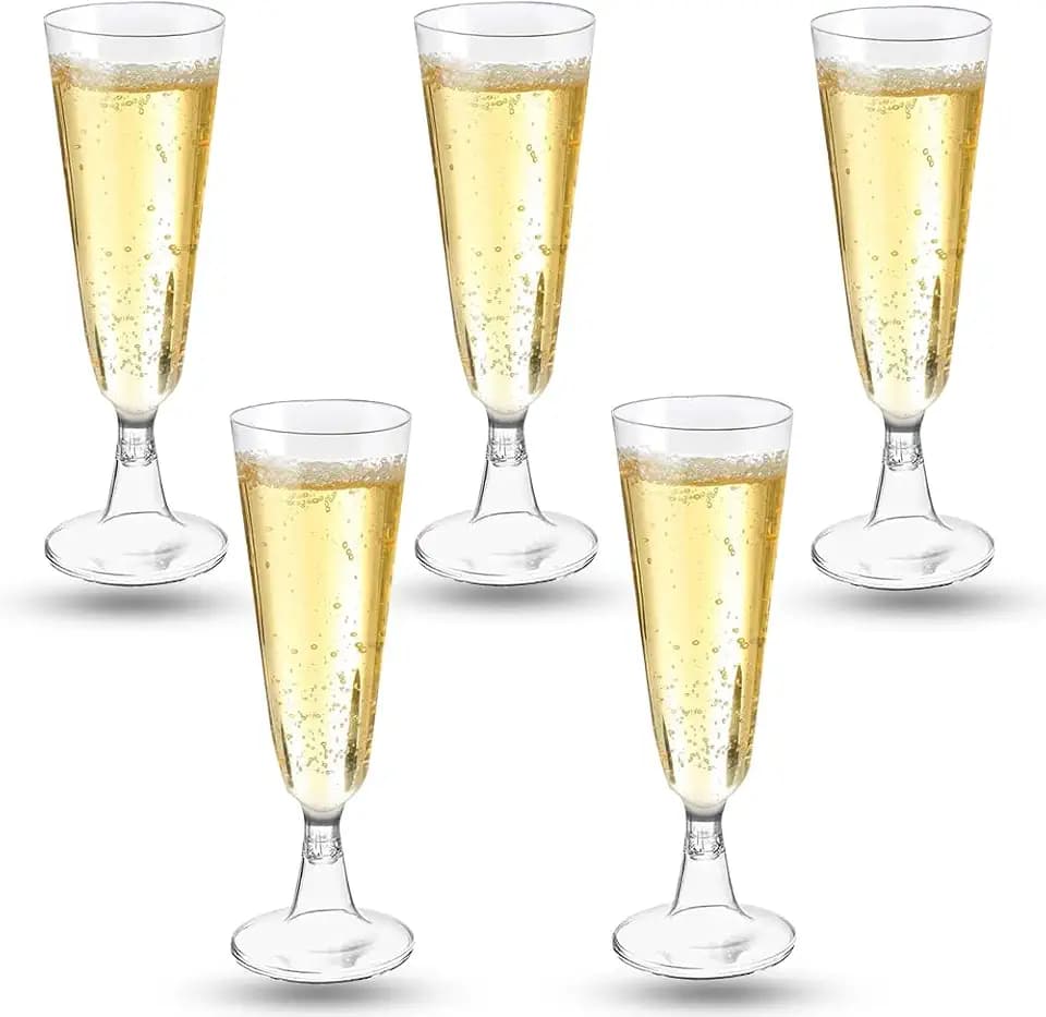 Sektgläser Plastik, 50 Stück Kunststoff 160ml Mehrweg Champagnergläser Mimosa für Sektempfang, Hochzeit, Geburtstag, Picknick, Party - Transparent