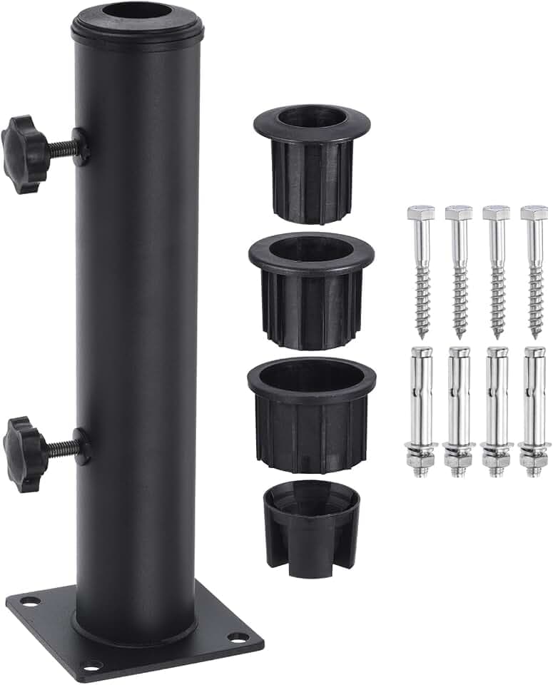 PATIKIL Patio Umbrella Base Stand 2.16" Diameter Umbrella Stand Tube Bracket Deck Mount Umbrella Holder for Outside Garden Backyard Balcony