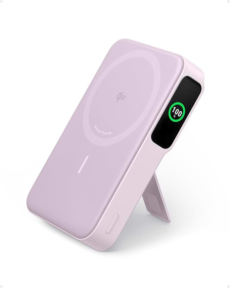 Anker MagGo magnetische Powerbank 10000mAh Qi2 15W mit Halterung | MagSafe-kompatibel, smartes Display, inkl. USB-C Kabel, für iPhone 15/16/17 Serie, AirPods und mehr