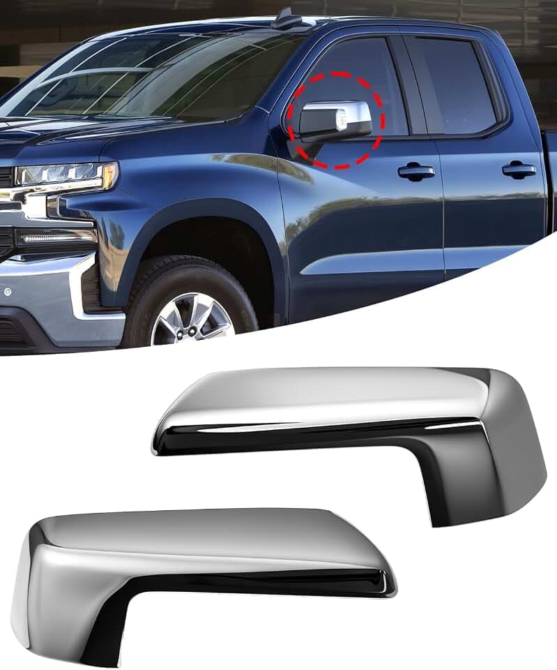 Chrome Mirror Cap Replacement for Chevy Silverado GMC Sierra 1500 2019-2024