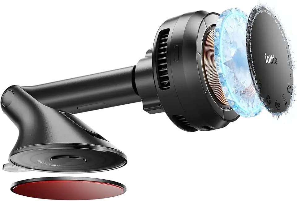 iOttie Velox Pro Qi2.2 25W Fast Charging Magnetic Wireless Car Charger, Dash & Windshield Mount, Built-in Fan Cooling, for iPhone 12/13/14/15/16/17, USB-C Cable & 45W Car Charger Included