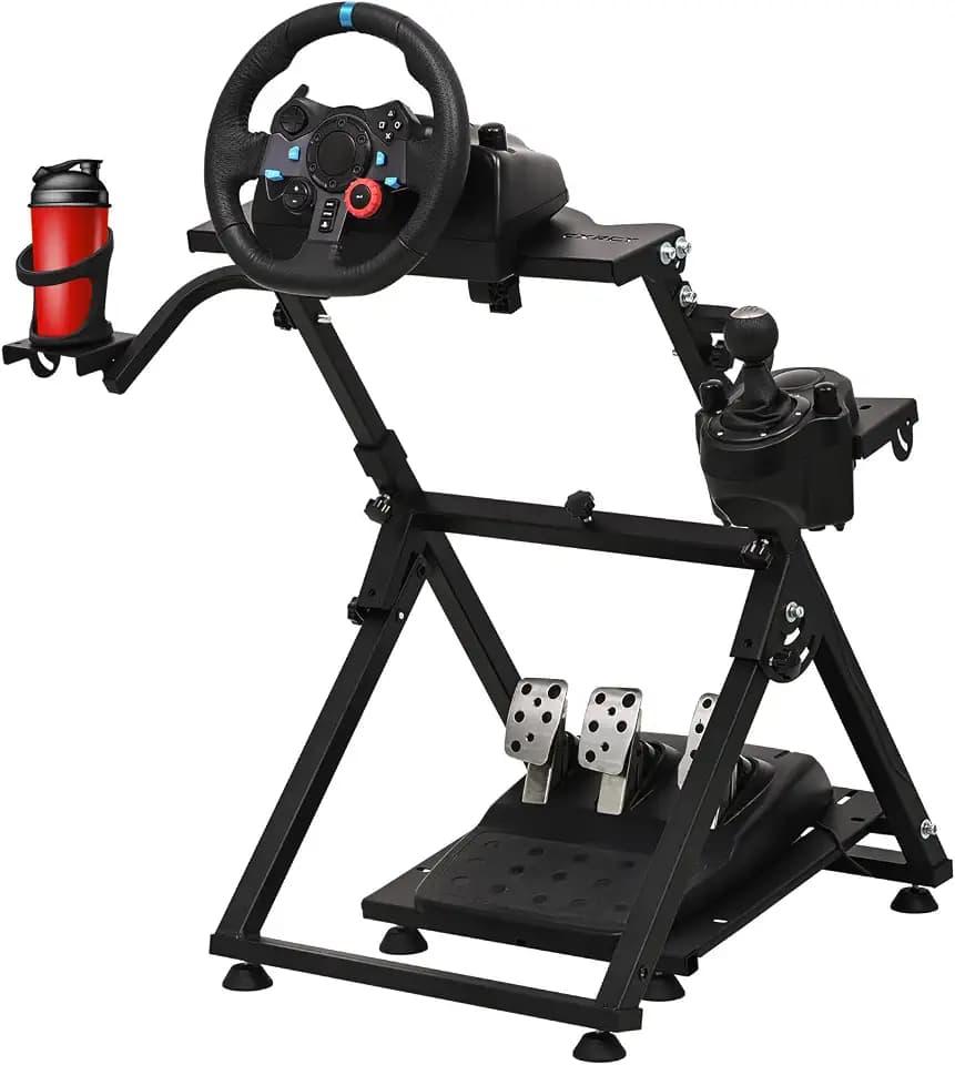 CXRCY Racing Wheel Stand, Cup Holder, Foldable, Adj for G920 G29 G27 G25