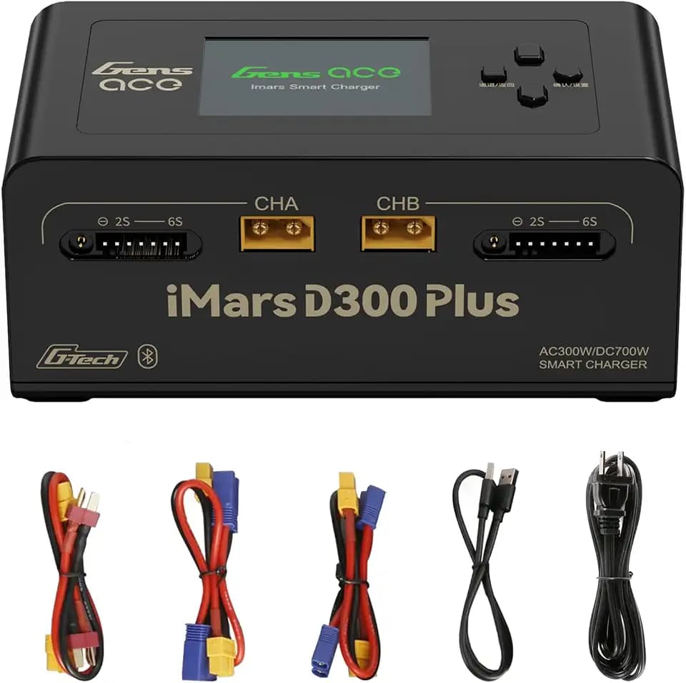Gens ace Imars D300 Plus Blue-Tooth and G-Tech Series 16A AC 300W DC 700W Charger（Black）