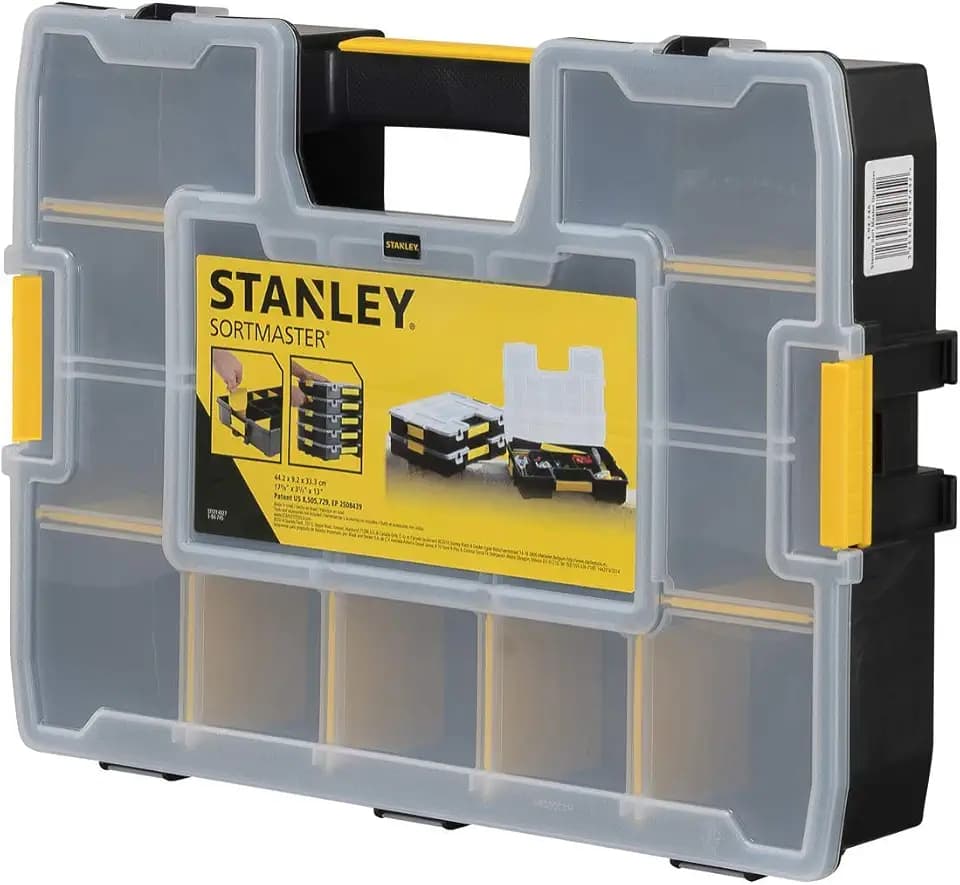 STANLEY Werkzeug-Organizer Sortmaster Sortimentskasten für Aufbewahrung - Sortierbox Aufbewahrungsbox für Werkstatt, Innenteiler anpassbar, Deckel verriegelbar, 1-94-745
