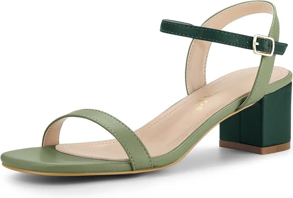Allegra K Women Slingback Buckle Chunky Heel Sandals