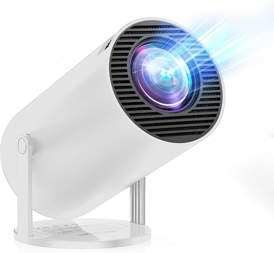 [Integrierte App & Android 11.0] Beamer 2026 Upgraded Mini Projektor tragbar 20000 Lumen 4K unterstützt mit WiFi 6 Bluetooth 5.4 Auto Keystone 180 ° Rotation für Phone/HDMI/TV Stick/USB