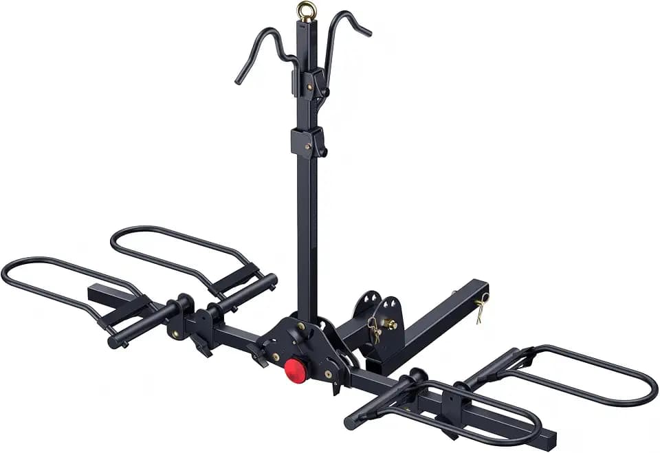 Young 200 lbs. Capacity Hitch Mounted 2-Bike Rack with Lock for Standard, Mountain, Fat Tire Bikes, fit Car, SUV, Van, RV, Trailer, Truck