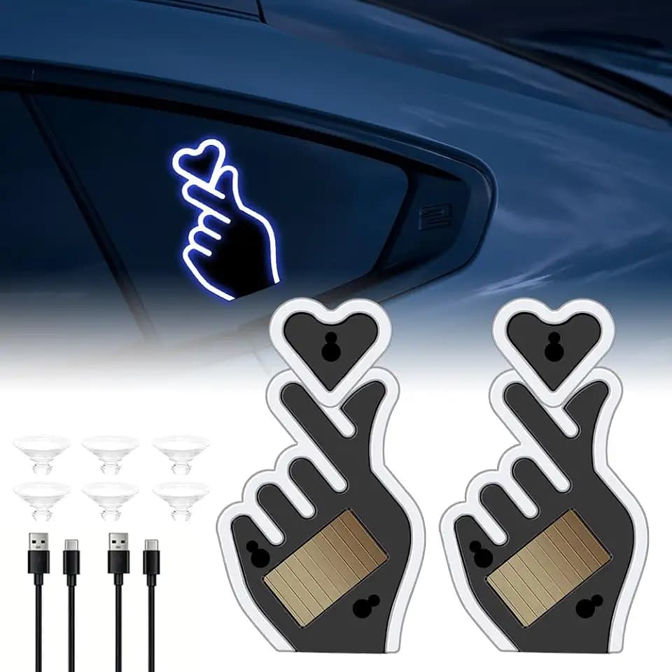 Solar Powered LED Heart Light Car LED Ambient Light Wireless LED Light-Blue