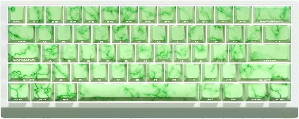 Green Keycaps PBT Cherry Profile Side Printed Translucent Keycap 74 Keys Suitable for Cherry MX Switches 60/61/65/67/68 Mechanical Keyboard (Only Key Caps)