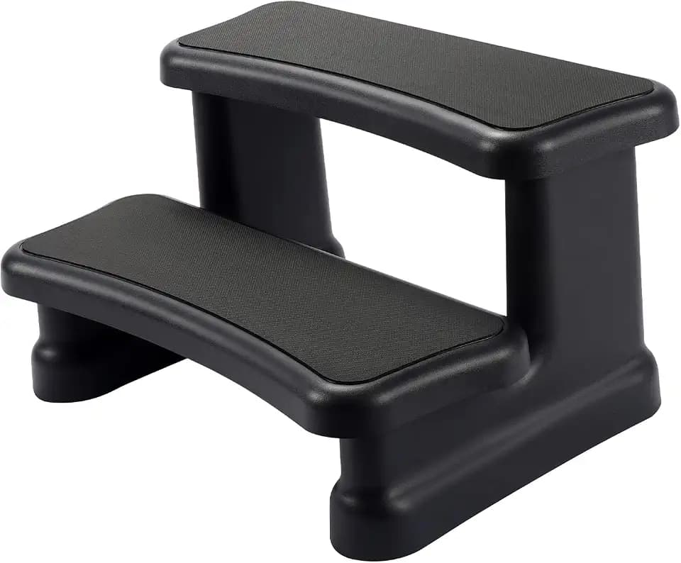 Backyard Expressions Hot Tub Steps, 2-Tier Non-Slip Spa Stairs, Black