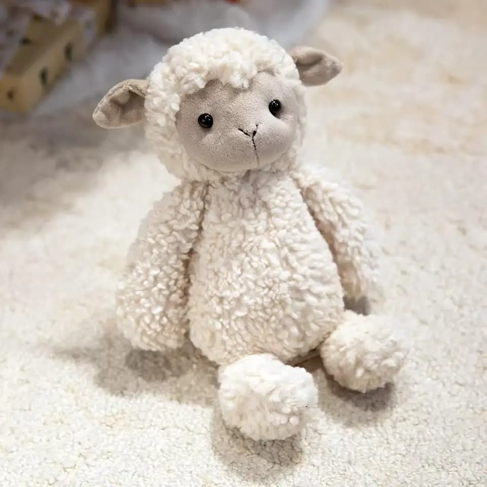 Realistic Lamb Plush 8.5 inch Small Size Cute Sheep Stuffed Animal Doll Ultra Soft Plushies Toys Kawaii Gifts for Kids Adults Beige