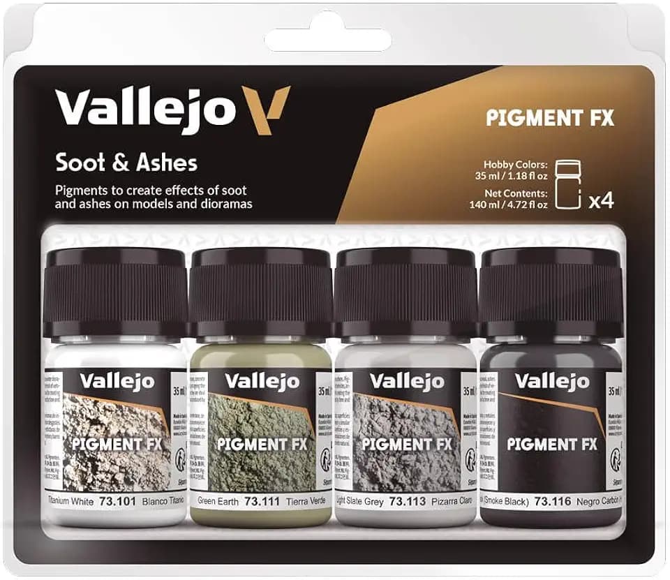 Vallejo 073193 Pigment-Set Ruß und Asche, 35 ml (4er Pack)
