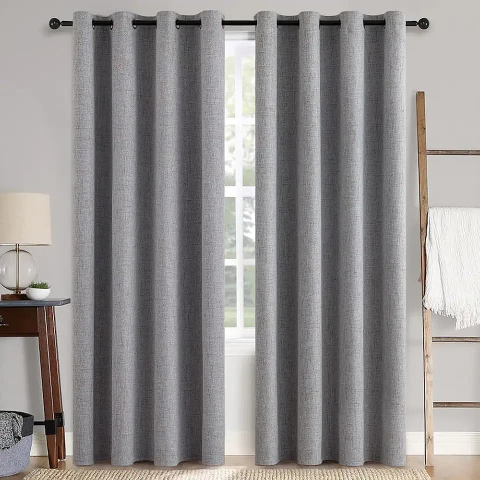 MIULEE Verdunklungsvorhänge mit Ösen Leinenoptik Hellgrau 2er 200x140cm