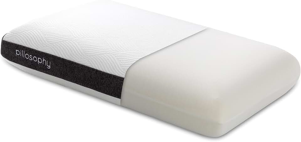 pillosophy SleepTheory Pillow • Classic Rectangular Shape • Memory Foam Core • Washable Dual-Sided Cover • Medium Firmness • 5.5" Loft • Extra Supportive • for Back & Side Sleepers (Standard Size)