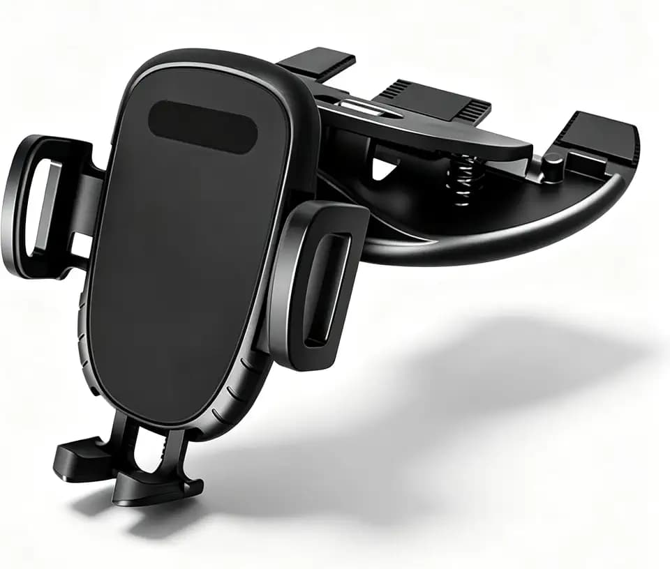 Cell Phone Holder for Car, Hands-Free One Button Release Cellphone Mount for CD Player, 360 Degree Rotatable Auto CD Slot Holder for All Smartphones, Car Accessories (Black)
