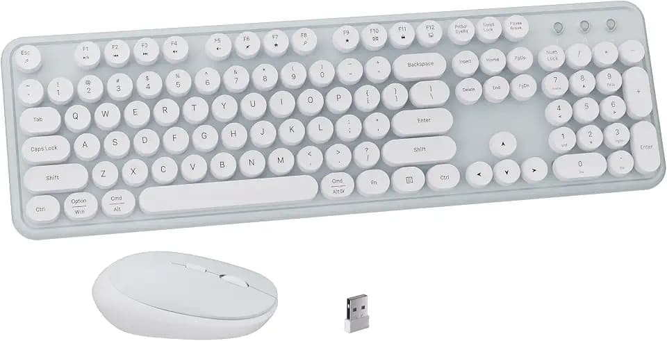 Colorful Wireless Keyboard and Mouse Combo Green White