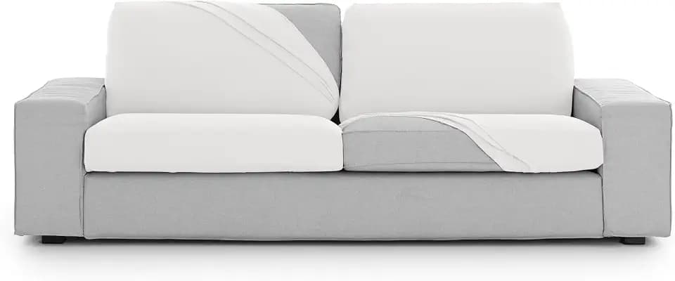 Eysa Bi-elastischer Sofabezug für Sitzfläche und Rückenlehne, Größe M, Weiß, Harlem-Design