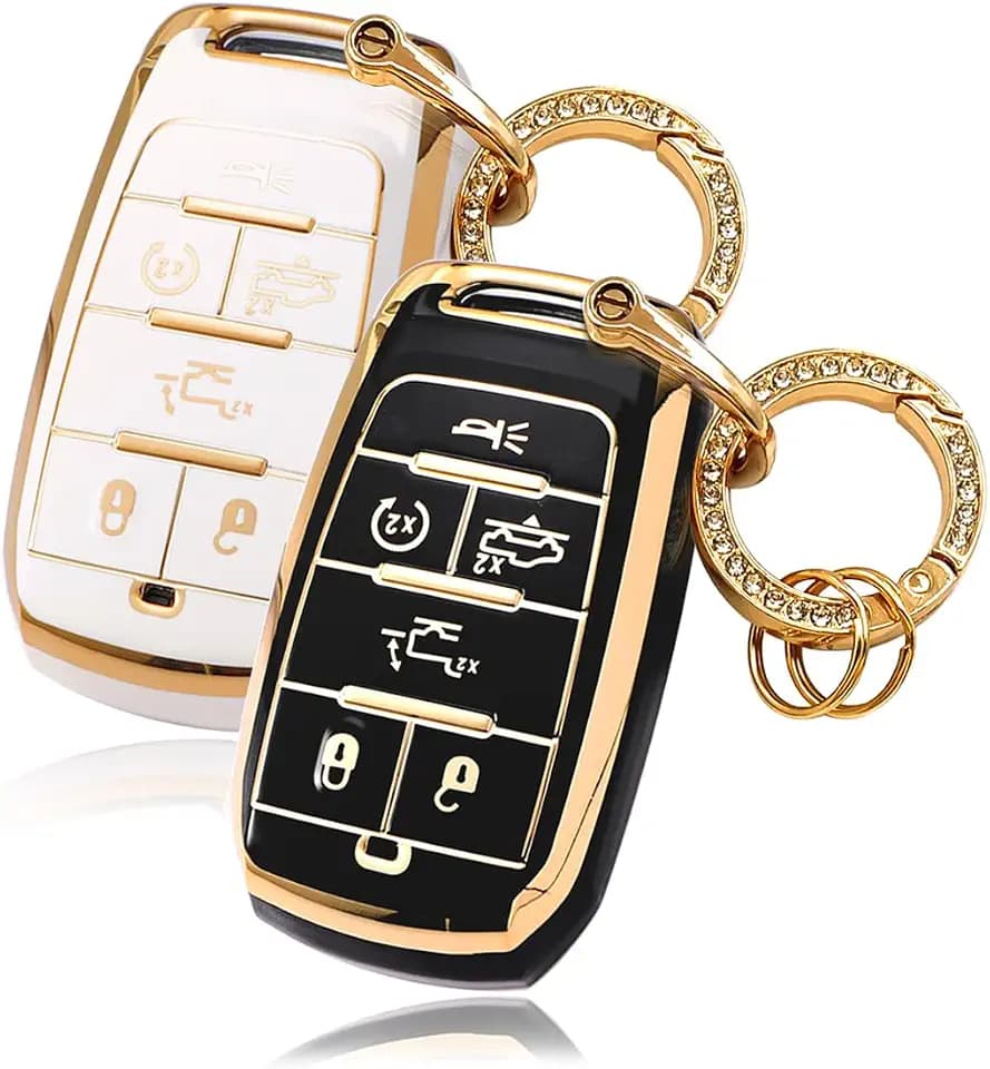 2PCS for RAM 1500 2500 3500 Key Fob Cover, for Jeep Dodge Smart Key