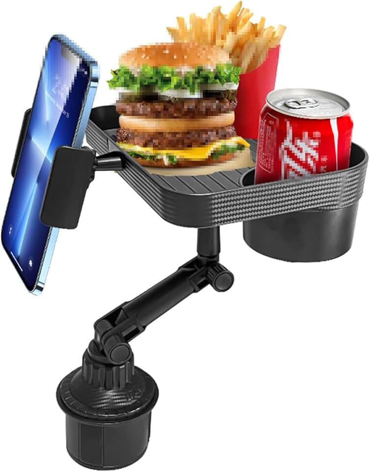Auto Tisch 360°Verstellbares,Getränkehalter Auto mit handyhalterung,tablett | Snack Tablett&handyhalterung&becherhalter 3 in 1,Auto Organizer,autotisch für Vordersitze/rücksitz,road trip essentials