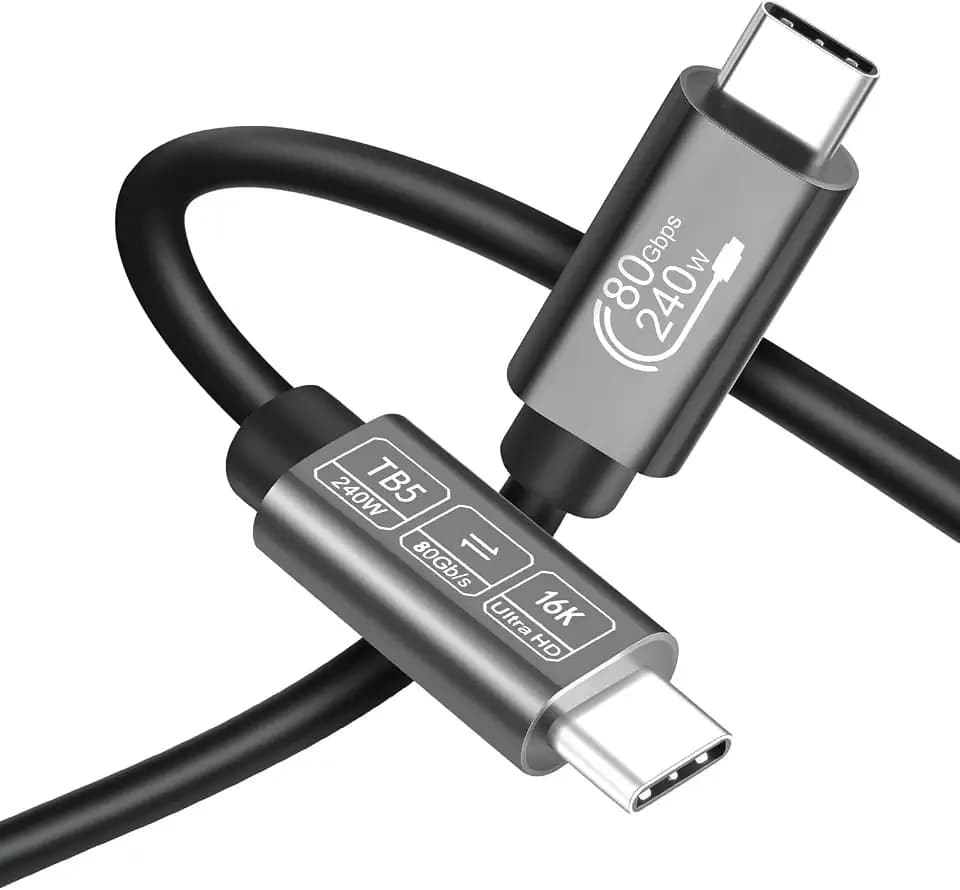 USB C Thunderbolt 5 Kabel 1.5M, Hochleistungs 80Gbps Datenkabel 240W Laden