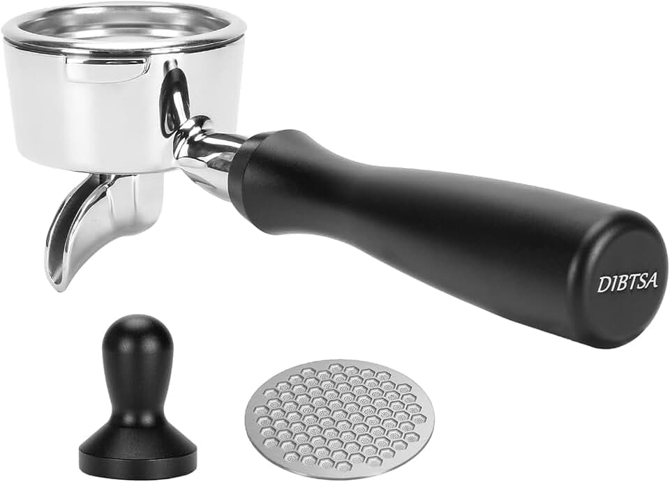 Espresso SiebträGer 58mm Einzelauslauf FüR Gaggia Carezza,Cubika Plus/Gran Gaggia Prestige,Deluxe/Baby Classic/New Baby, 58mm SiebträGer Mit Filterkorb Und Puck-Sieb,Griff Aus Eloxiertem Aluminium