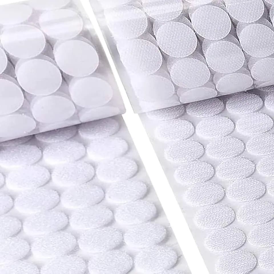 Self Adhesive Dots, 1000Pcs(500 Pair Sets) 0.59 Inch Diameter Strong Self Adhesive Dots for Classroom Nylon Sticky Back Hook Loop Strips, Small Circle Dots Stickers Tapes, White