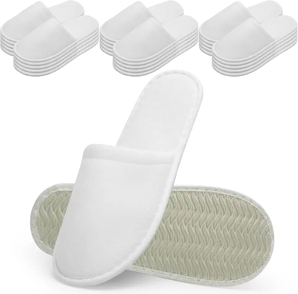 50 Pairs Hotel Slippers Bulk Disposable Heavy Duty Non Slip White Travel Slippers for Home Hospital Flights Parties Hotel Spa Guests