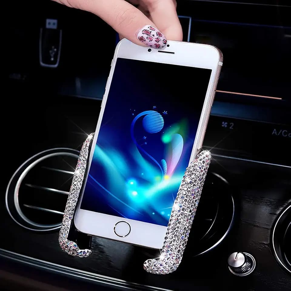 SUNCARACCL Bling Car Phone Holder Mini Dash Air Vent Phone Mount