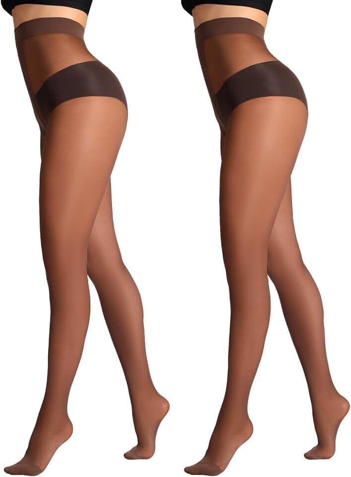 DancMolly Sheer to Waist Control Top Pantyhose, 2 Pairs Women's 20D Tights T-Crotch, Everyday Office Wear, Medias de Mujer