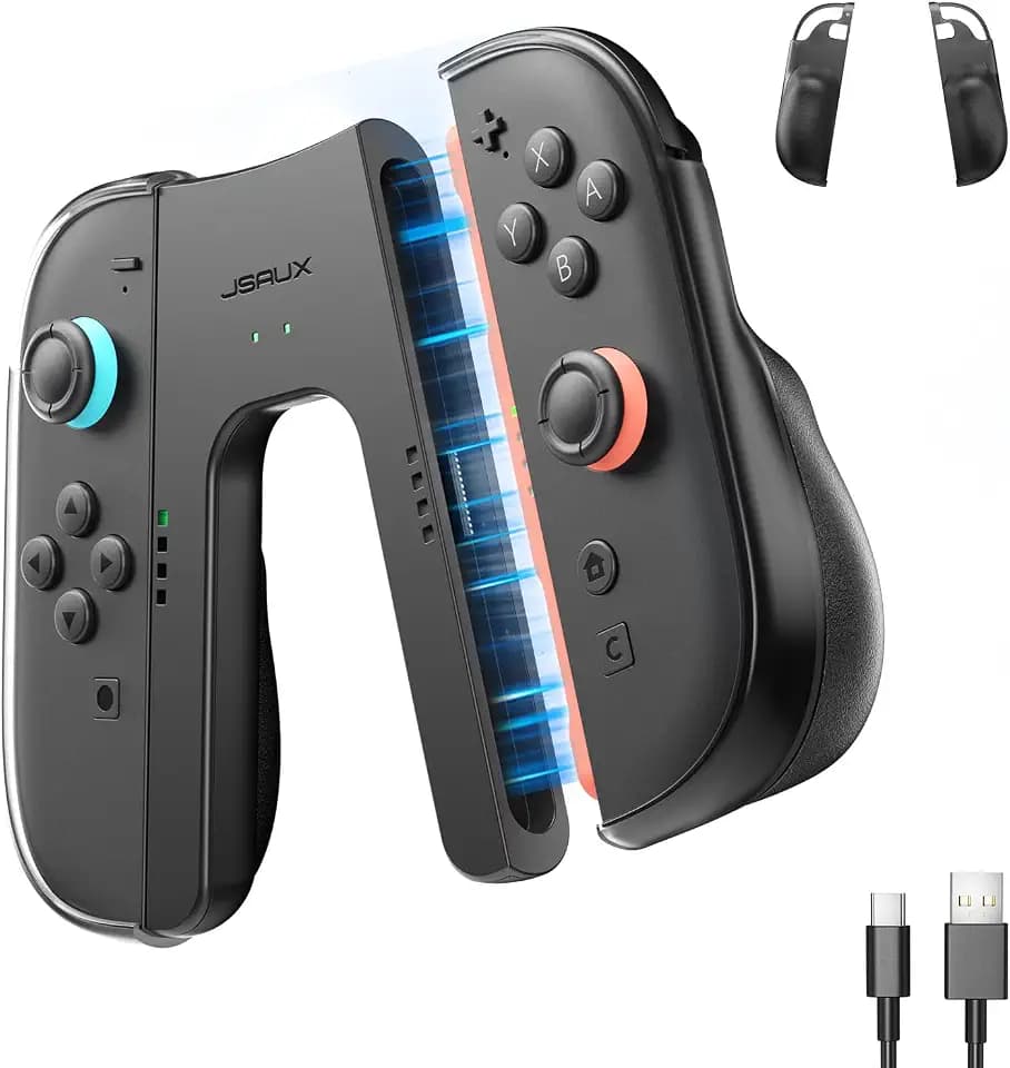 JSAUX Ergonomic Charging Grip for Switch 2 JoyPads, Grip Controller