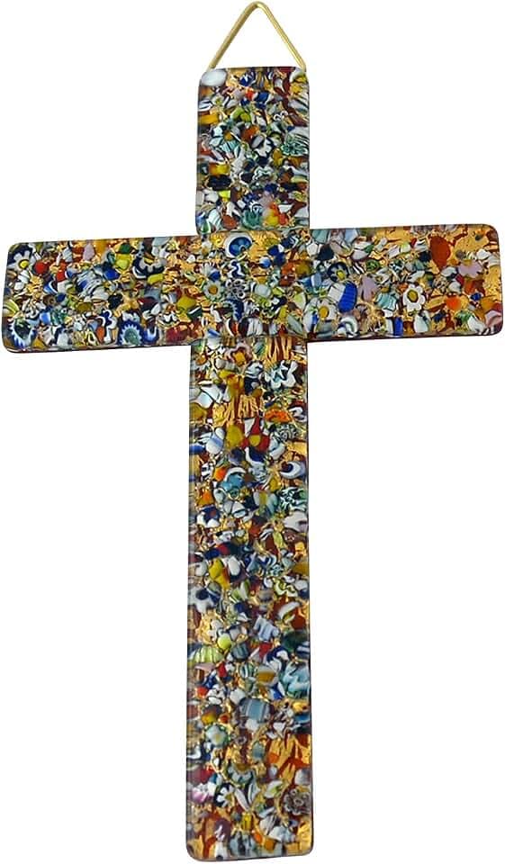 Kreuz Murano-Glas ca.14,5x9cm bunt