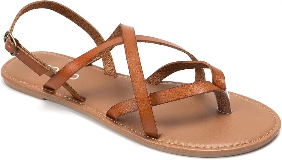 Colgo Women's Summer Strappy Flat Sandals, Adjustable Casual Fisherman Sandal with Open Toe Slingback Gladiator Sandals