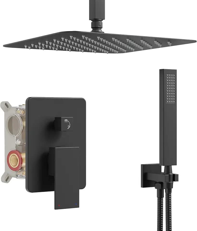 Ceiling Mount Shower System with 10" Rain Head, Handheld & Valve