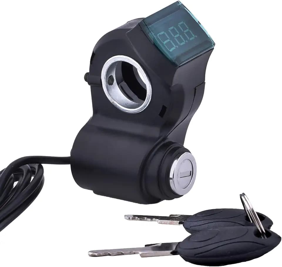 Universal 12V-96V Anti-Theft Ebike Key Ignition LED Voltmeter Key Switch