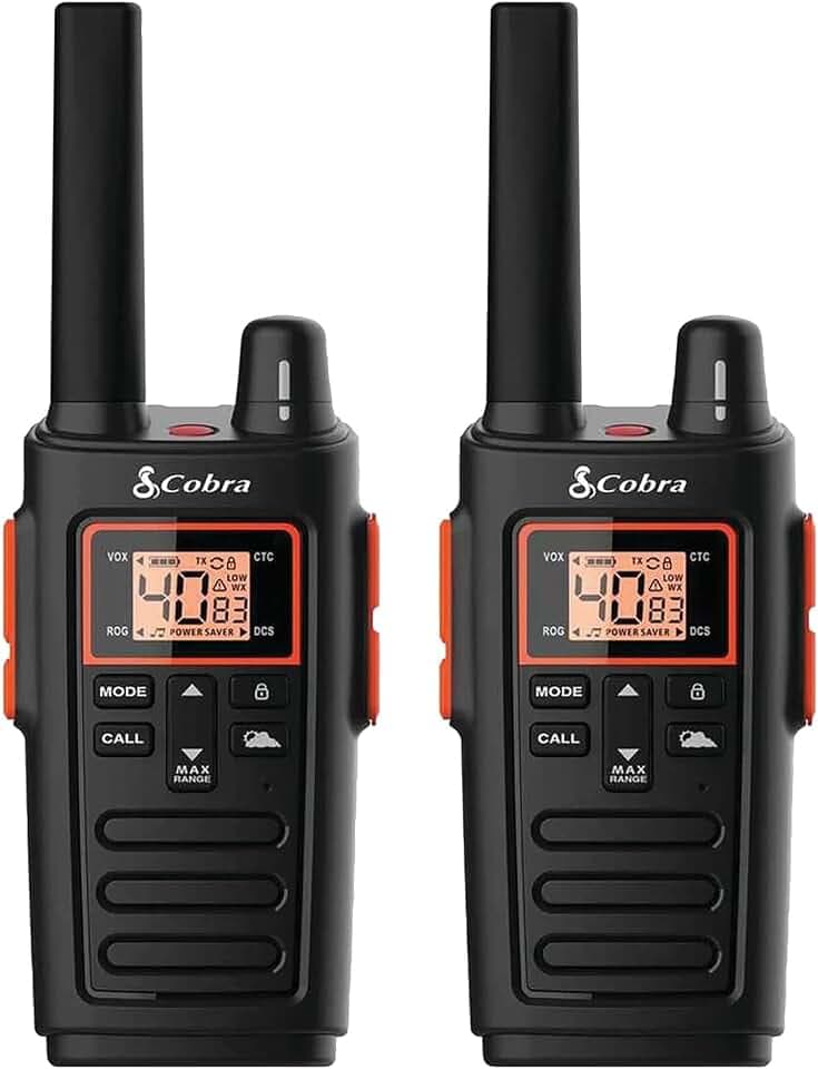 Cobra RX380 Walkie Talkies (2-Pack), 40 Pre-Programmed Channels