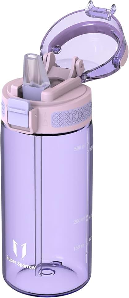 Sparrow Trinkflasche mit Strohhalm - Tritan Wasserflasche 500ml, 750ml, 1L