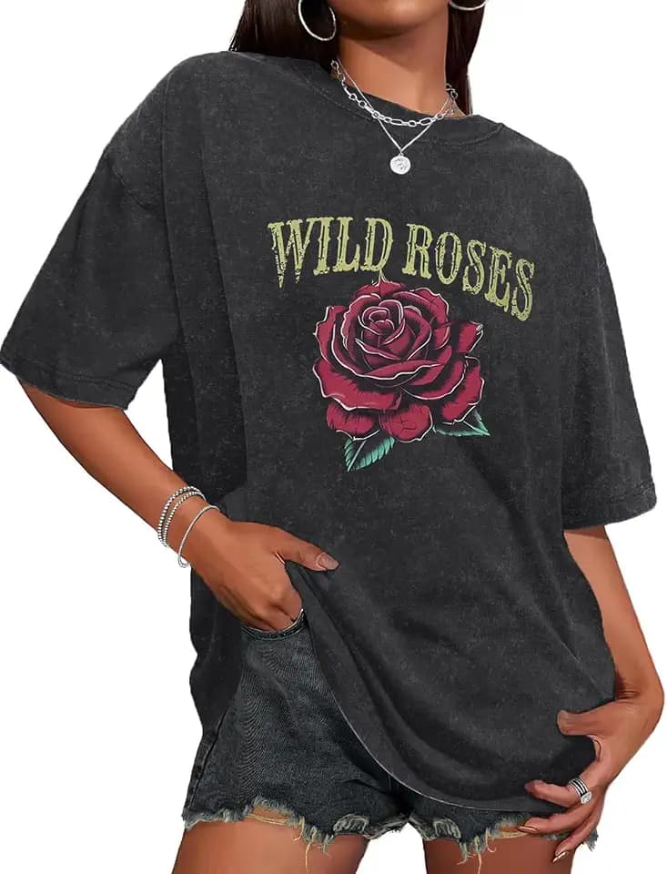 Oversized Tshirts for Women Short Sleeve Vintage Washed Basic Cotton Tees