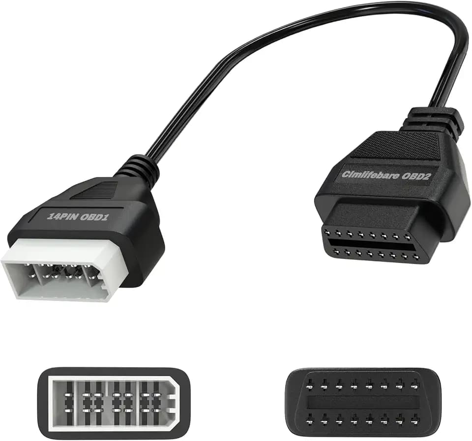 14 Pin OBD1 to 16 Pin OBD2 Adapter Cable for Older Nissan Before 2001 Vehicles,OBD1 to OBD2 Convertor Adapter Cable for Older Nissan Diagnostic Scanner 14 Pin Connector