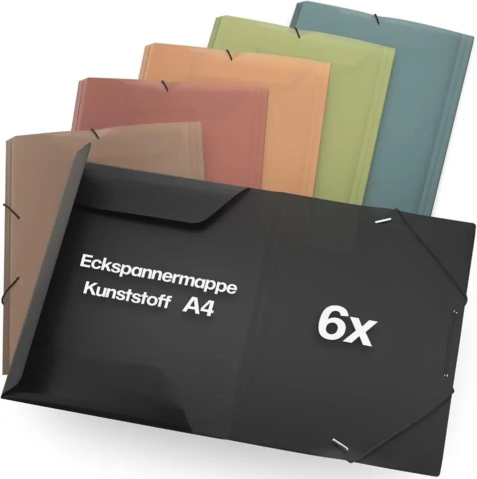 ACROPAQ - 6 x Eckspannermappe A4 - Sammelmappe A4, Mappe, Bis zu 200 Seiten, Wasser, Farbkollektion 'Natur', Mappen schnellhefter - Heftmappe, Jurismappe