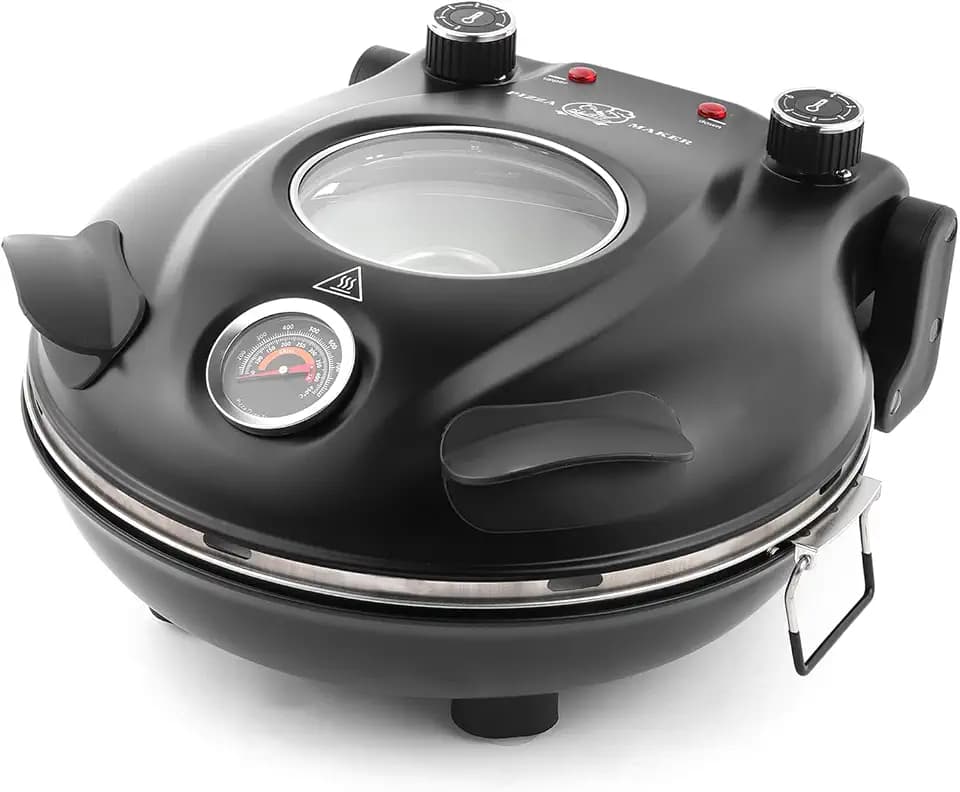 KLAIF Elektrischer Pizzaofen, LM-Schwarz | separat regelbare Ober- und Unterhitze, 31 cm Keramik-Pizzastein, Kompakter Pizzaofen für Zuhause, 1200 W, 420 °C