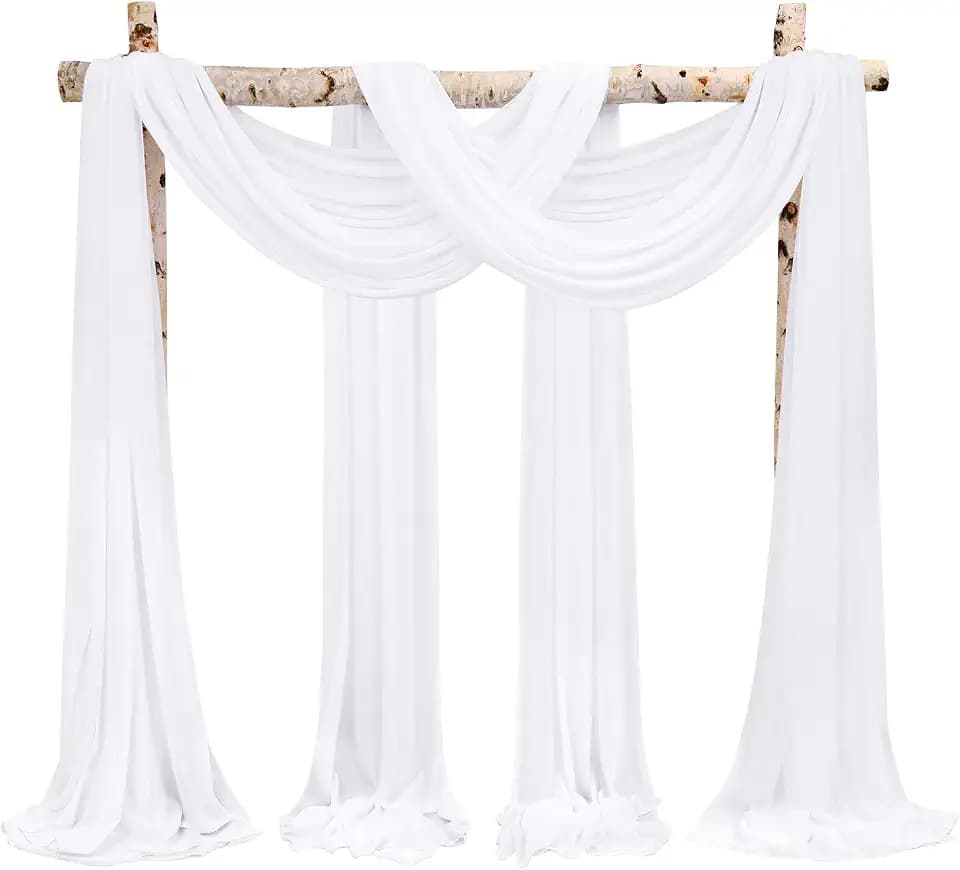 Showgeous Wedding Arch Draping Fabric White Chiffon Fabric Drapes