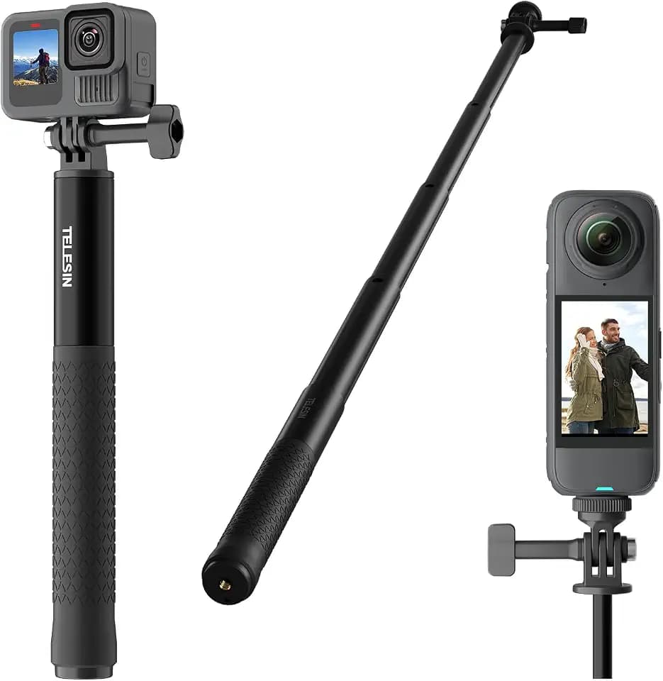 TELESIN 120cm/47″ Unsichtbarer Aluminium-Selfie-Stick, ausziehbar