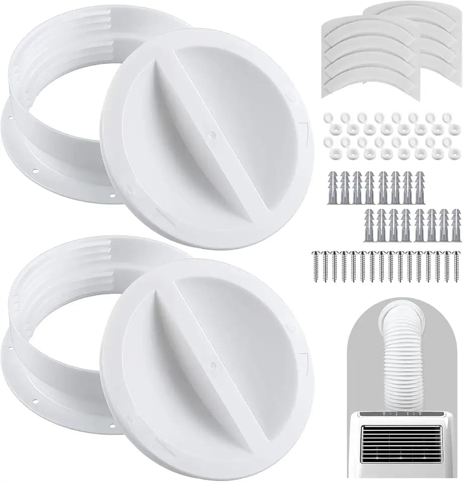 2 Set 6 and 6.5 Inches Portable Ac Wall Vent Connector White