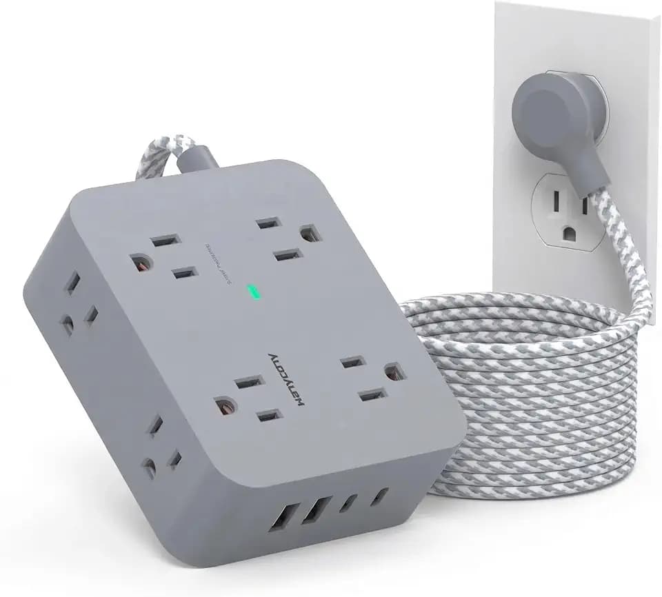 HANYCONY Surge Protector Power Strip, 1080J, 5 Ft Braided Extension Cord