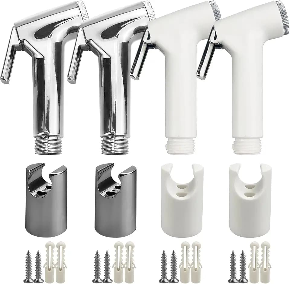 4 SäTze Hand Bidet Sprayer, Plastik Bidet Brause (Silber/Weiß) Plastik